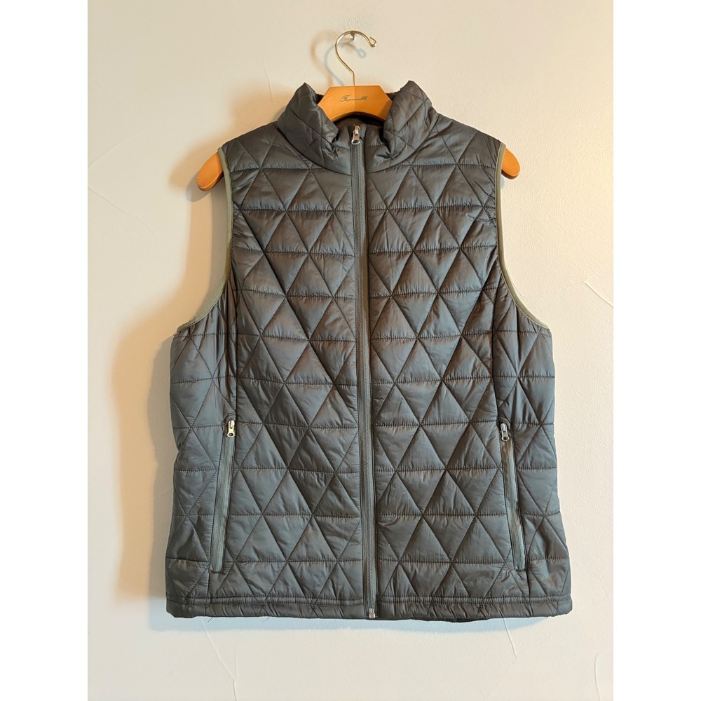 Sun Mountain Womens Quilted Puffer Vest Dark Gray Full Zip Mock Neck Size L
